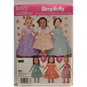 Simplicity Pattern S0673   Six Dressy Dresses for 18" Dolls